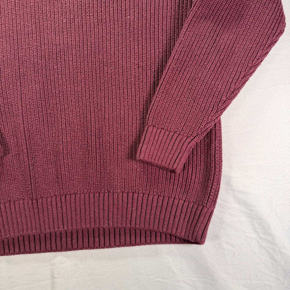 Duluth Trading Co Sweater Mens Large Red Burgundy Henley Thick Knit Cotton Gorp - Picture 3 of 12